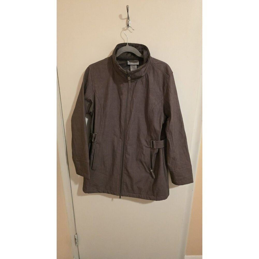Free Country Jacket Womens Size XL 16 18 Taupe Brown Pockets Collar Zip Winter